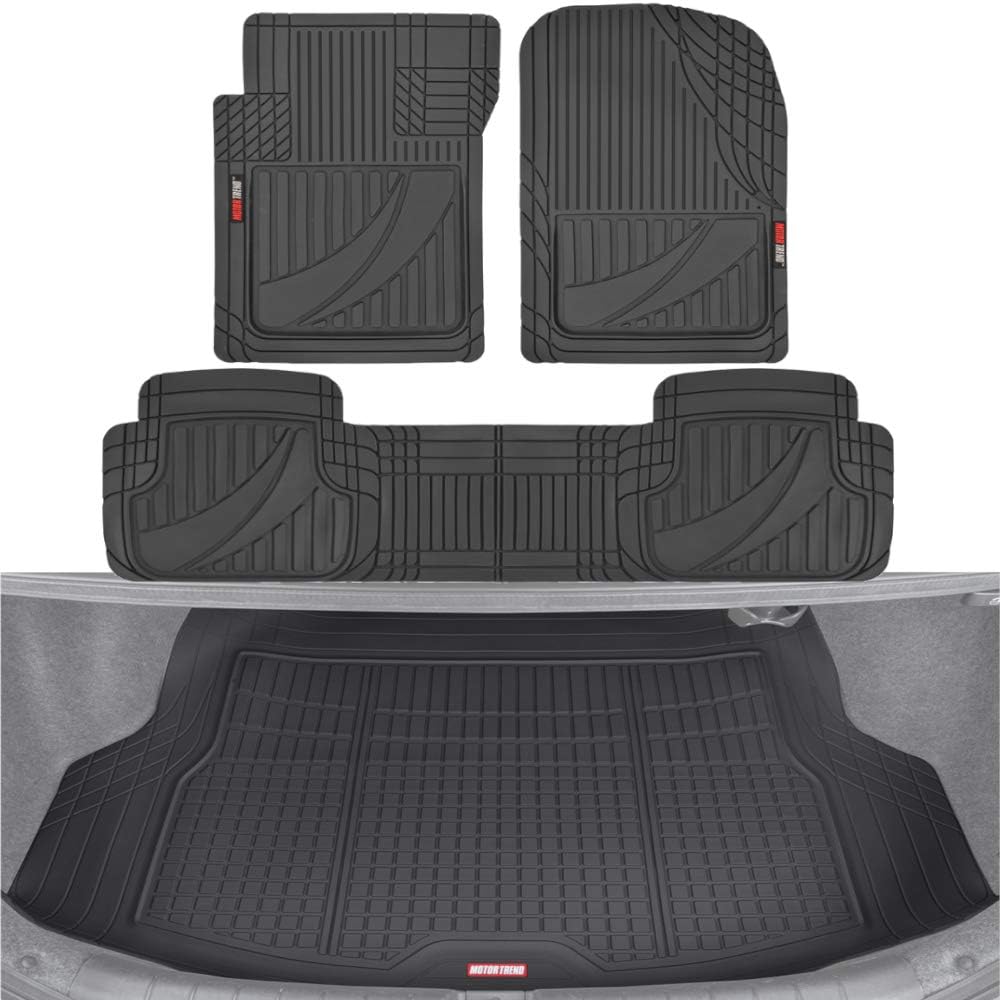 Beige Rubber Car Floor Mats with Cargo Liner Full Set C57991