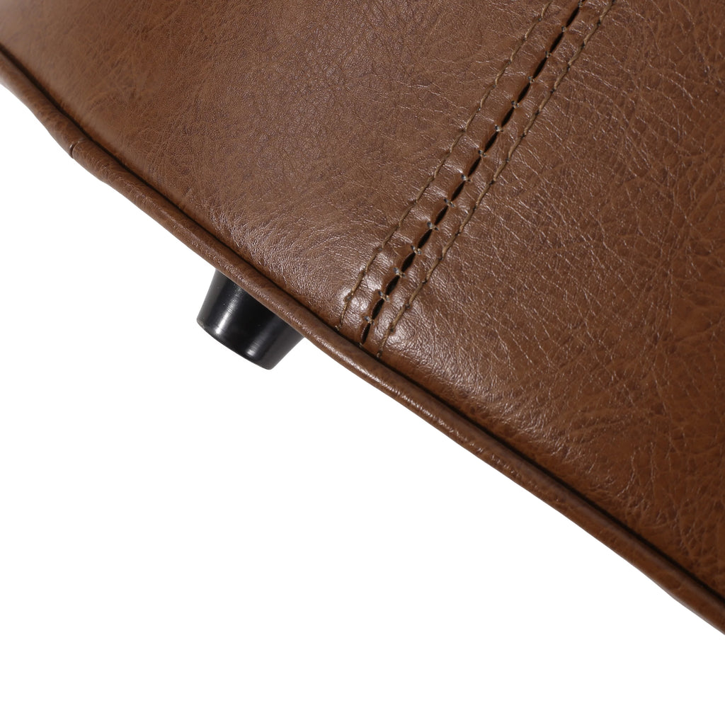 Cognac Brown Faux Leather Ottoman F7278