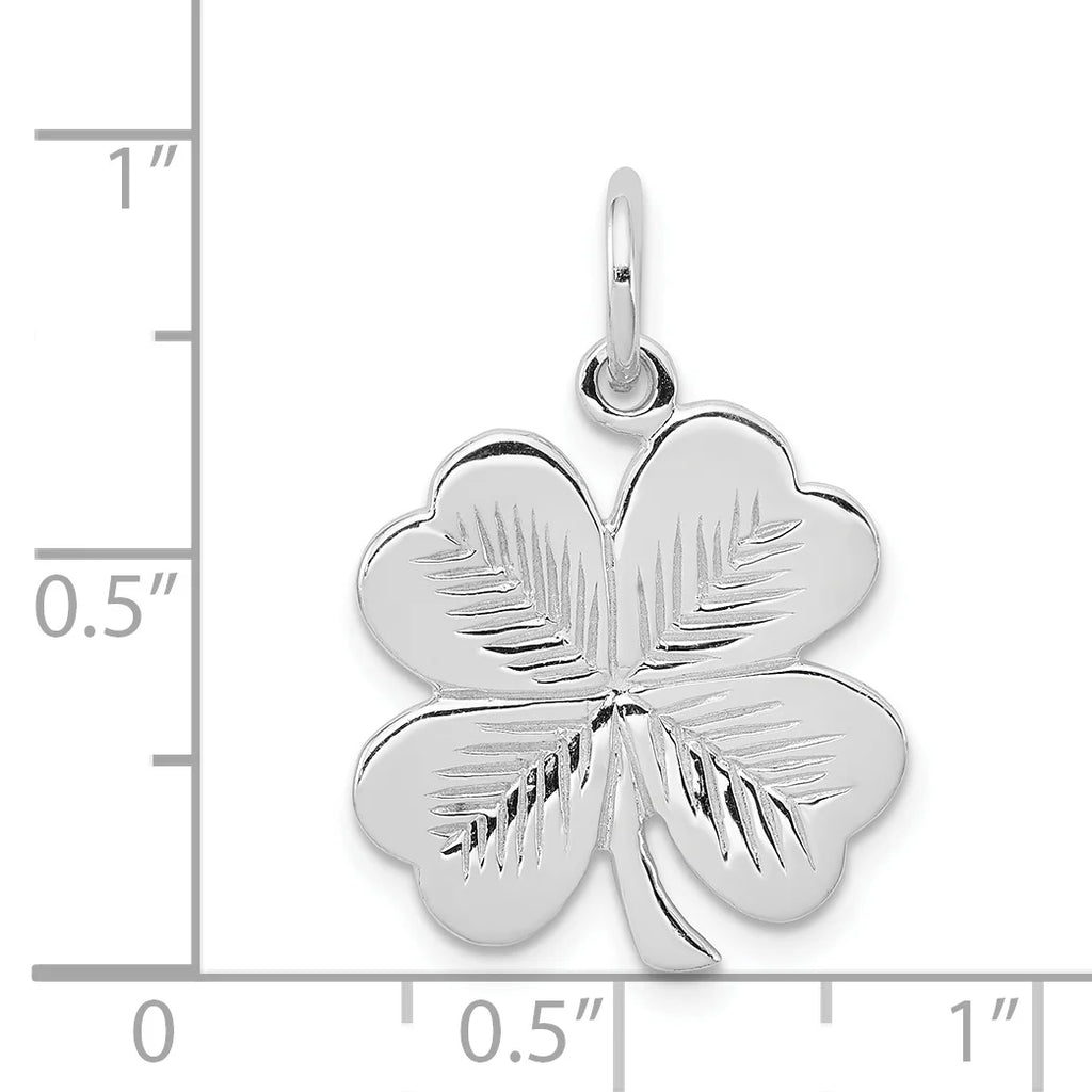 Sterling Silver 4 Leaf Clover Charm Pendant with Rope Chain Necklace 20'' P478
