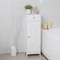 White Wooden Bathroom Floor Cabinet with Drawer and Single Shutter Door A236