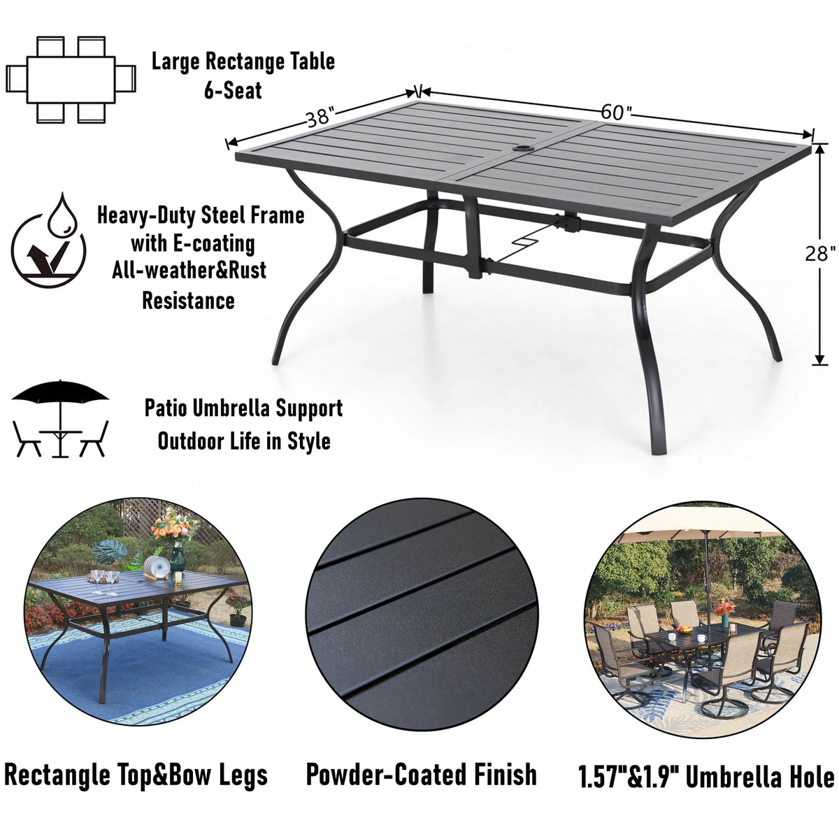 7-Piece Outdoor Patio Dining Set with Swivel Chairs & Table G6432