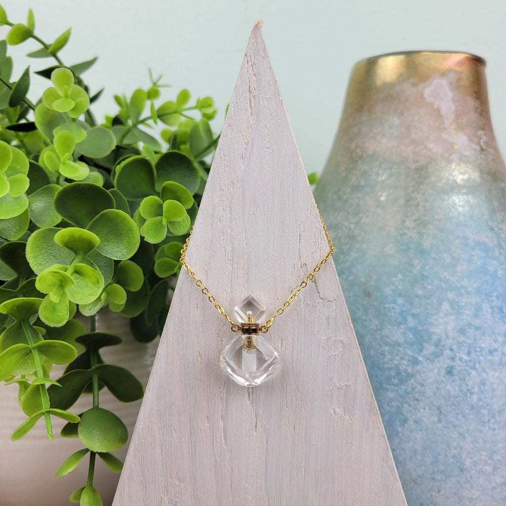 Gemstone Mini Perfume Bottle Necklace J9378