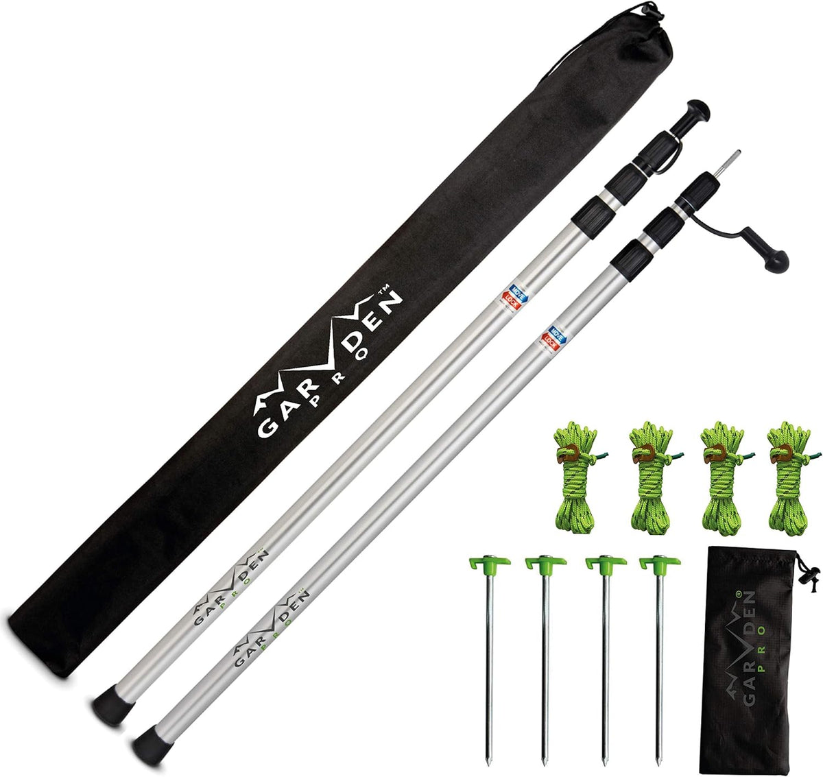 Telescoping Aluminum Tarp Poles with Pegs & Reflective Ropes Y244
