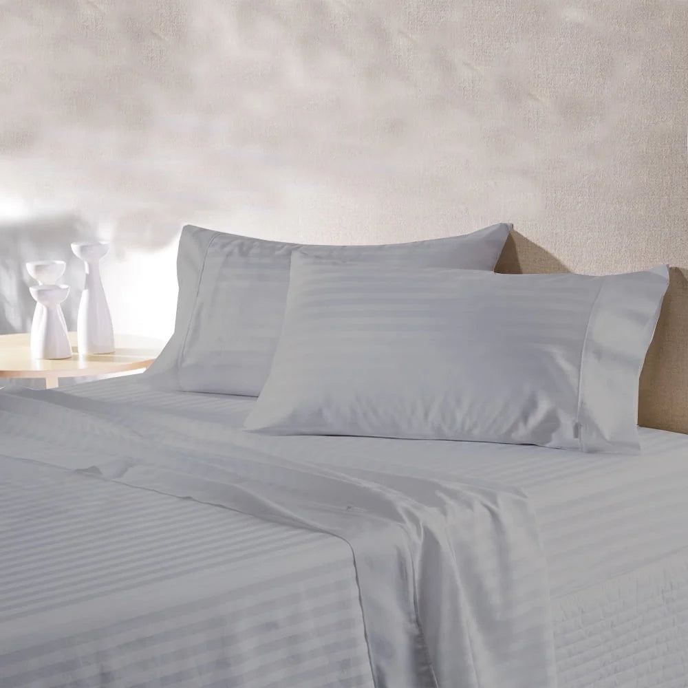 100% Egyptian Cotton 400 TC 4PC Sheet Set Silver California King Size D12737