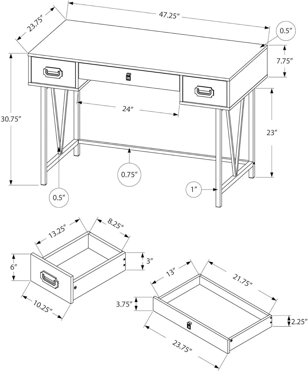 Laptop Table with Drawers Metal Legs Computer Desk L9921