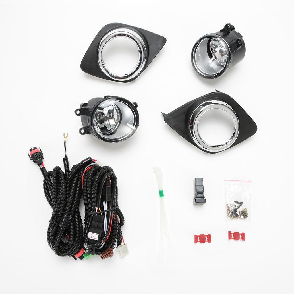 Clear Fog Driving Lights Kit with Bezel Switch Bulbs Pack of 2 X17469