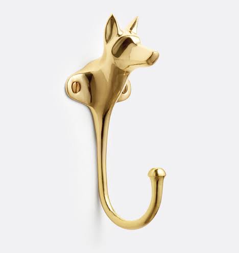 Cast Brass Dog Hook H761