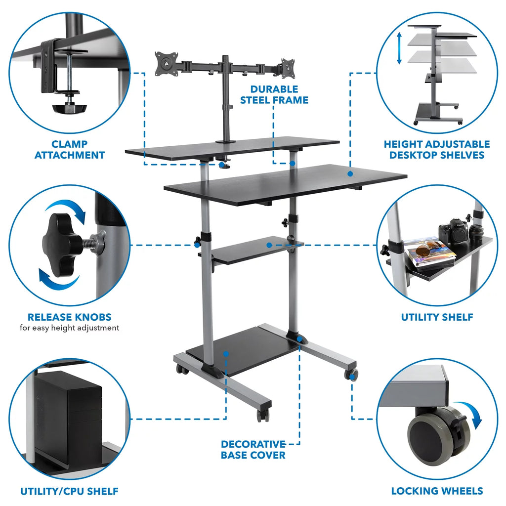 Height Adjustable Standing Desk with Dual Monitor Mount R162