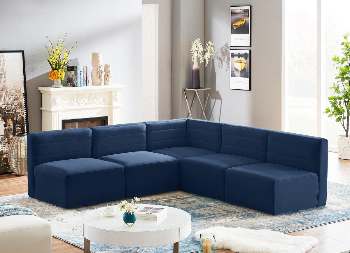 Navy Velvet Modular Sectional Sofa N166845