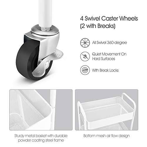 White 3-Tier Rolling Metal Utility Cart N906