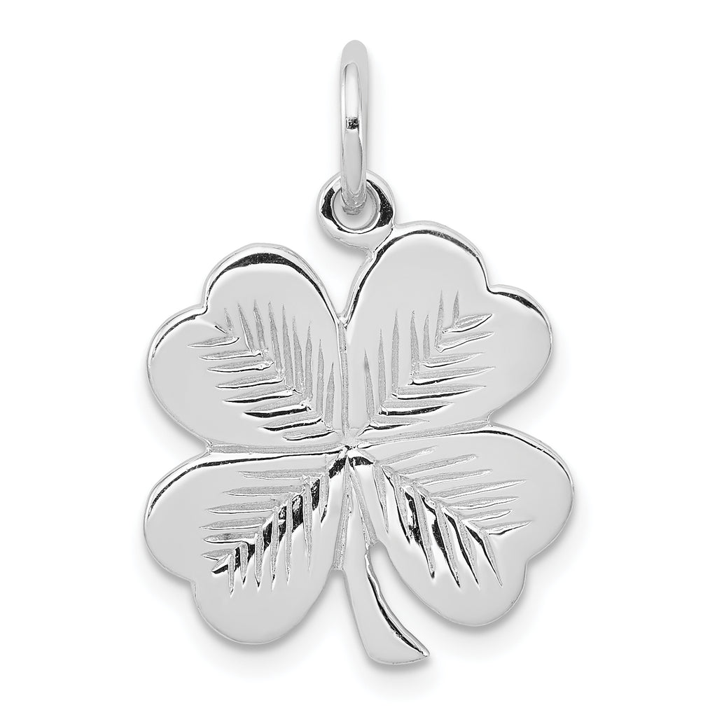 Sterling Silver 4 Leaf Clover Charm Pendant with Rope Chain Necklace 20'' P478