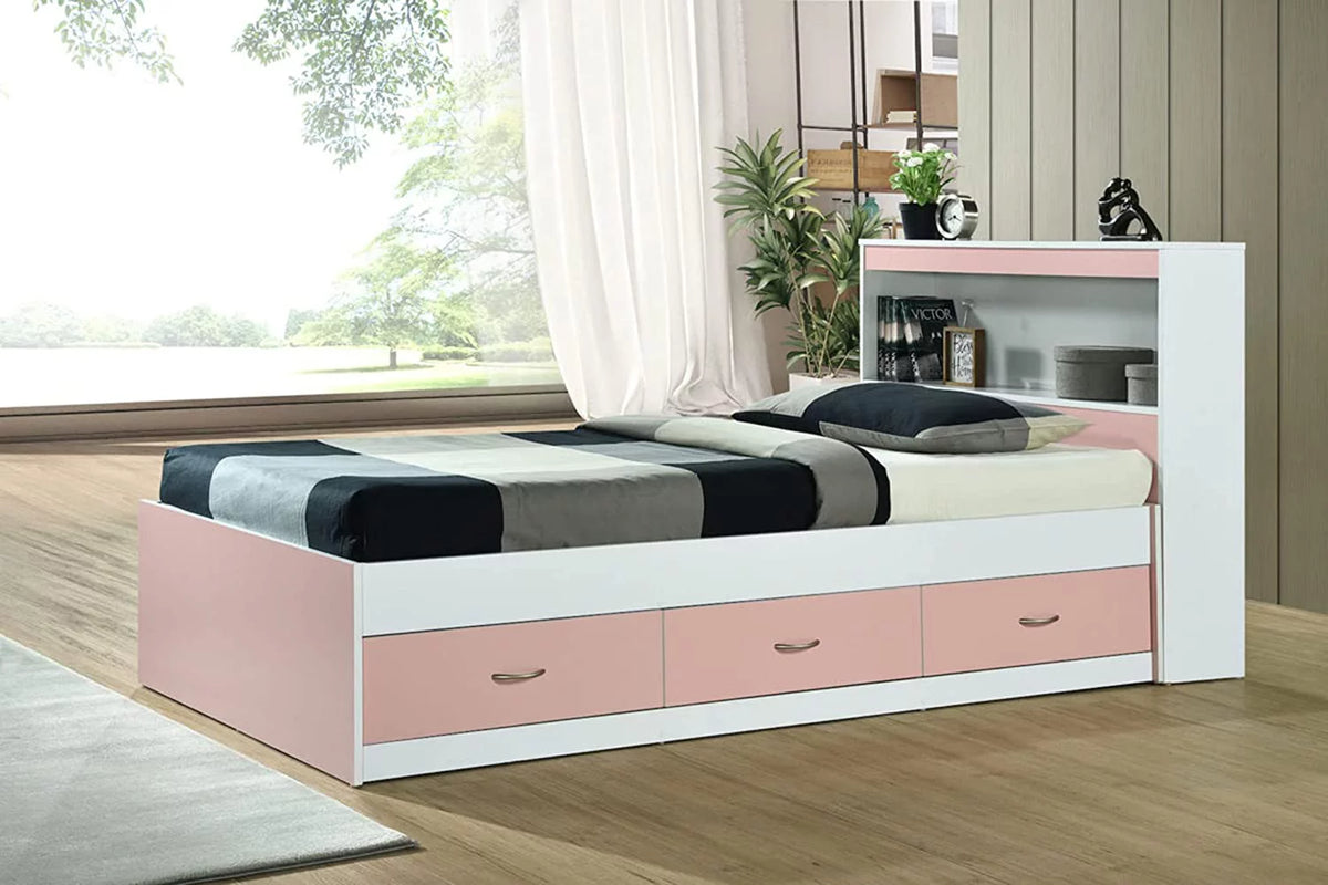 Twin-Size Captain Bed with 3-Drawers and Headboard in Mahogany S8513