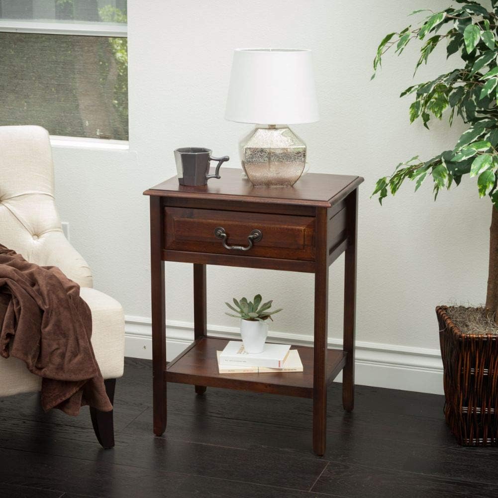 Brown Mahogany Acacia Wood Accent Table Y56500