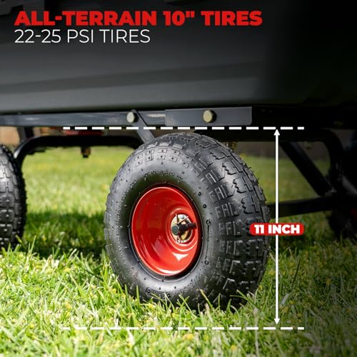 2-in-1 Heavy Duty Garden Cart Dump Wagon Utility Cart with 10" Pneumatic Tires L714382