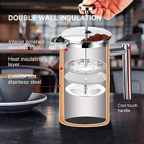34oz Stainless Steel French Press Coffee Maker O312