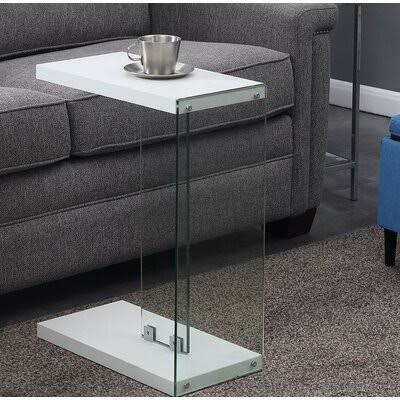 White Floor Shelf End Table with Storage W670