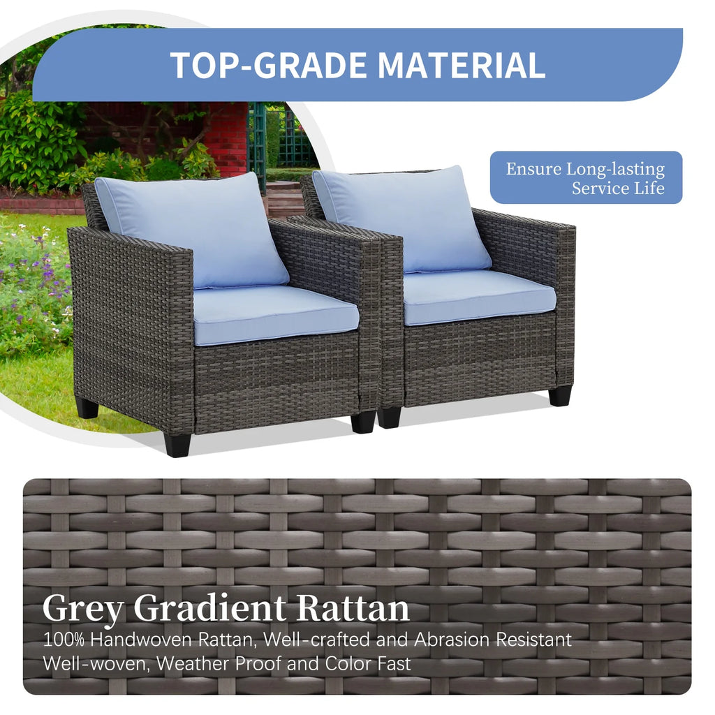 Blue Rattan Wicker Single Chairs V449404