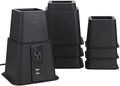 Black Set of 4 Adjustable Bed Riser with Power Outlet and USB Ports T945
