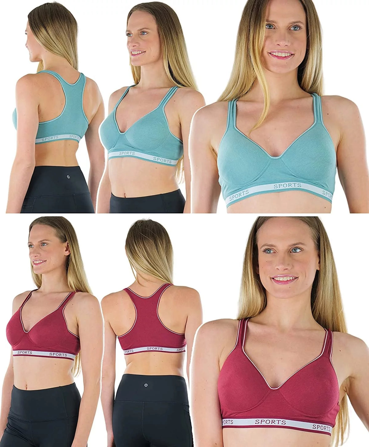 Pack of 6 Assorted Print Sports Bras Z923962