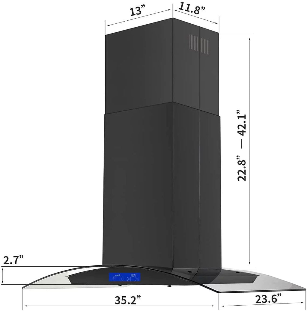 36 inch Island Mount Range Hood 900 CFM 3-Speed C836