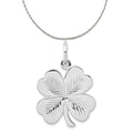Sterling Silver 4 Leaf Clover Charm Pendant with Rope Chain Necklace 20'' P478