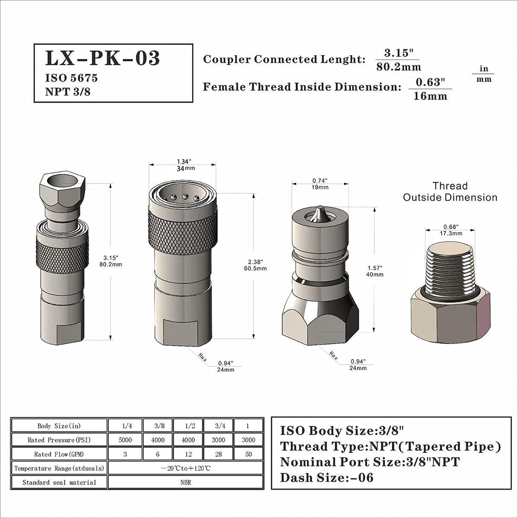 1/2'' Ag ISO5675 Carbon Steel Hydraulic Quick Connect Tractor Coupling with Dust Cap L337637
