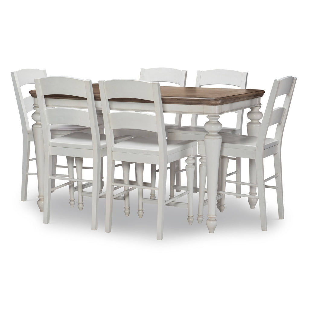 Aged Taupe Rustic White Pub Table F8047
