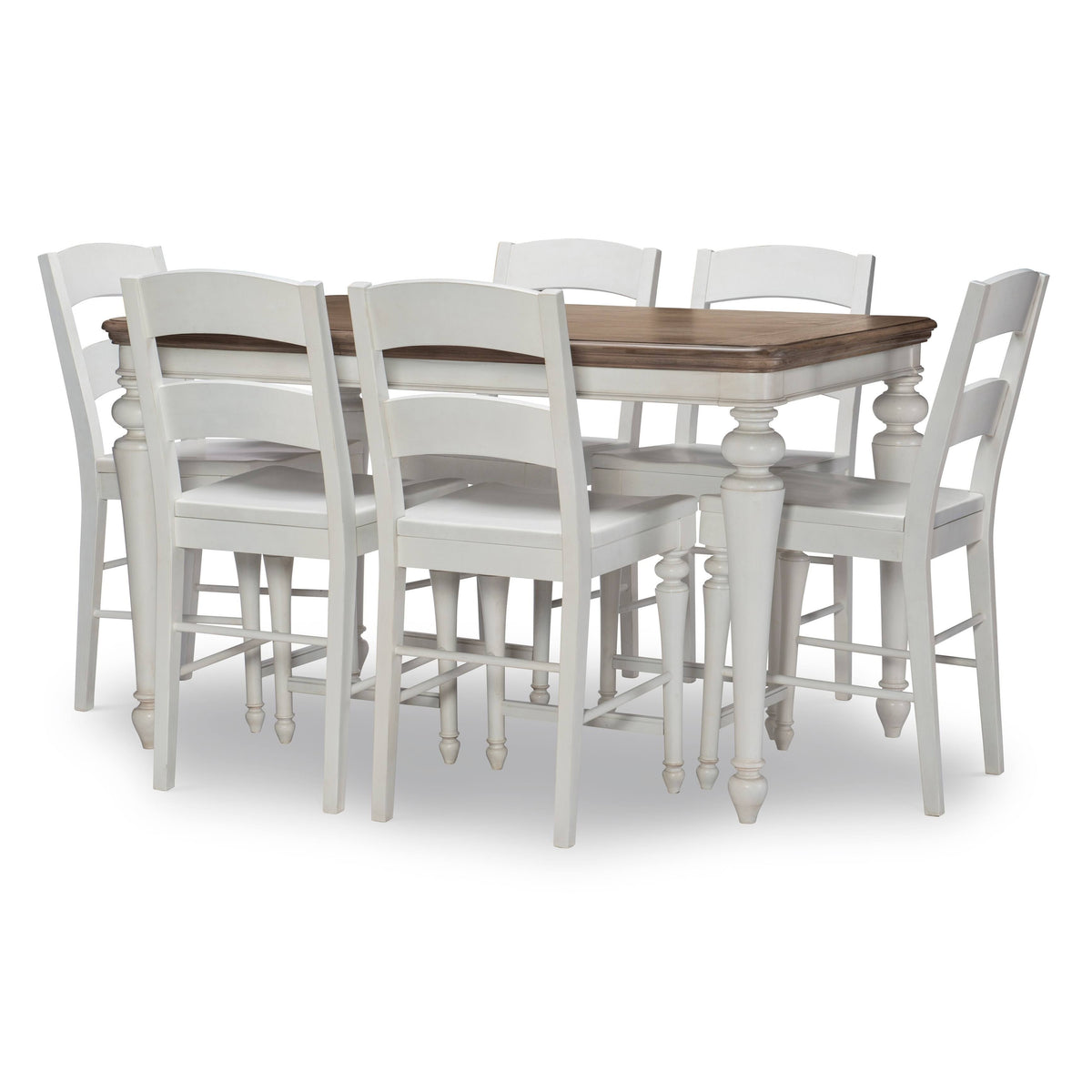 Aged Taupe Rustic White Pub Table F8047