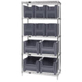 Gray Wire Bin Shelving, 10 Bins Z3656