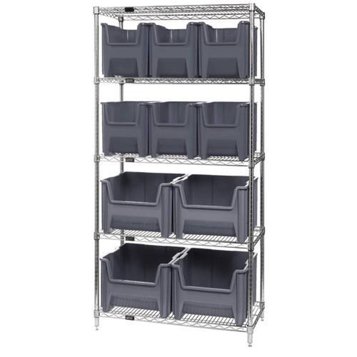 Gray Wire Bin Shelving, 10 Bins Z3656