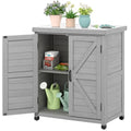 Outdoor Storage Cabinet & Potting Bench Table with Metal Top X300406