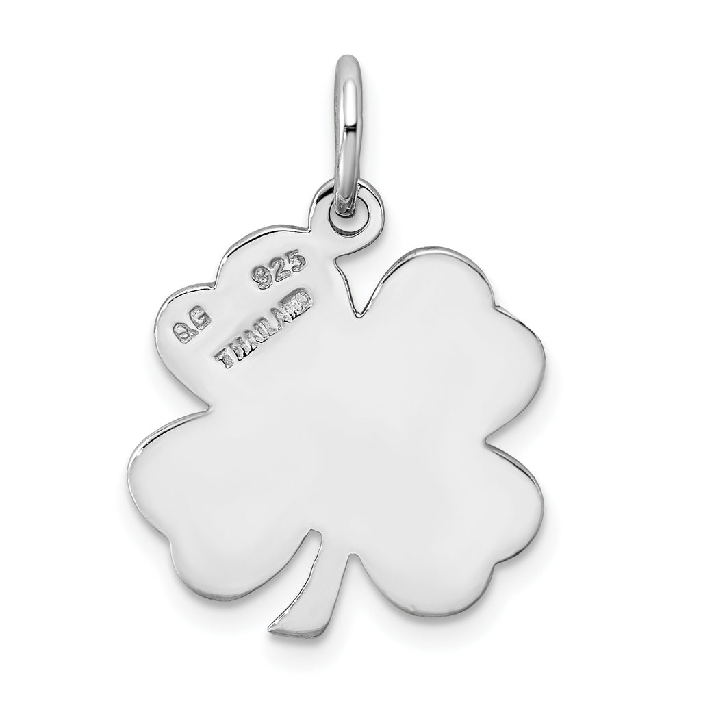 Sterling Silver 4 Leaf Clover Charm Pendant with Rope Chain Necklace 20'' P478