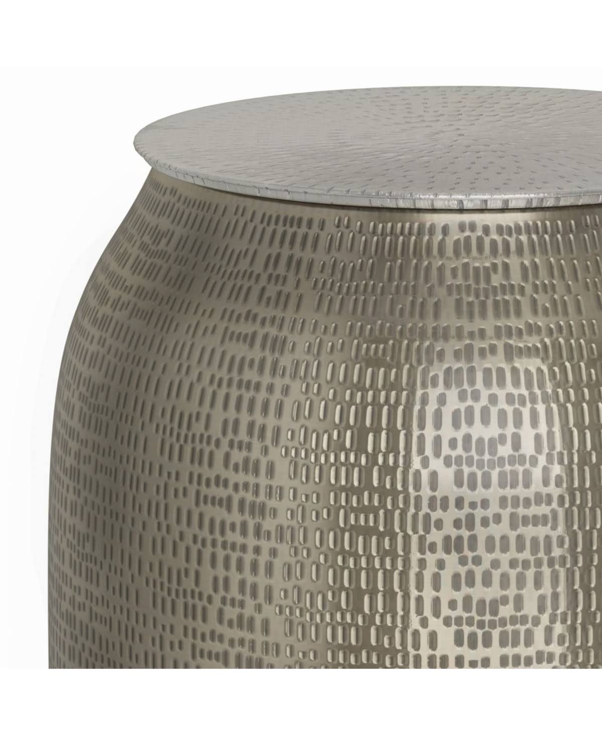 Antique Silver Metal Storage Accent Table C825