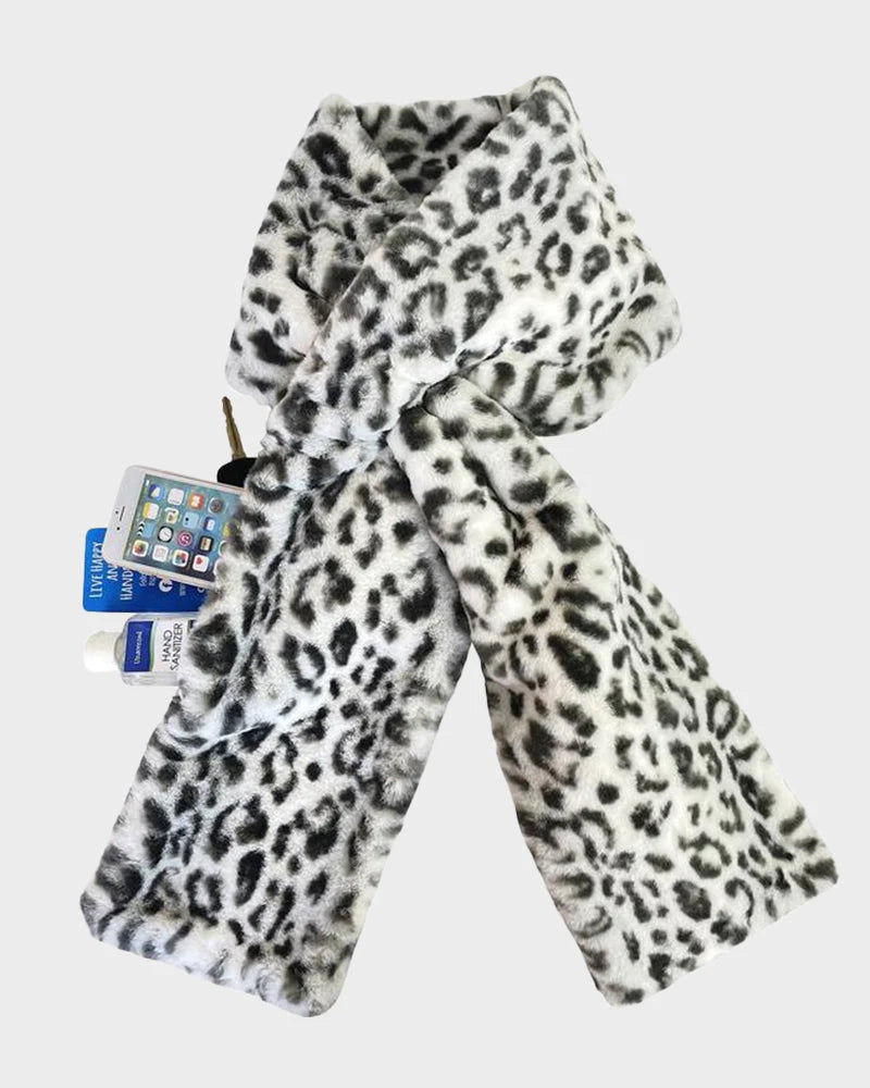 Faux Fur Pull-Through Scarf with Zipper Pocket S20993