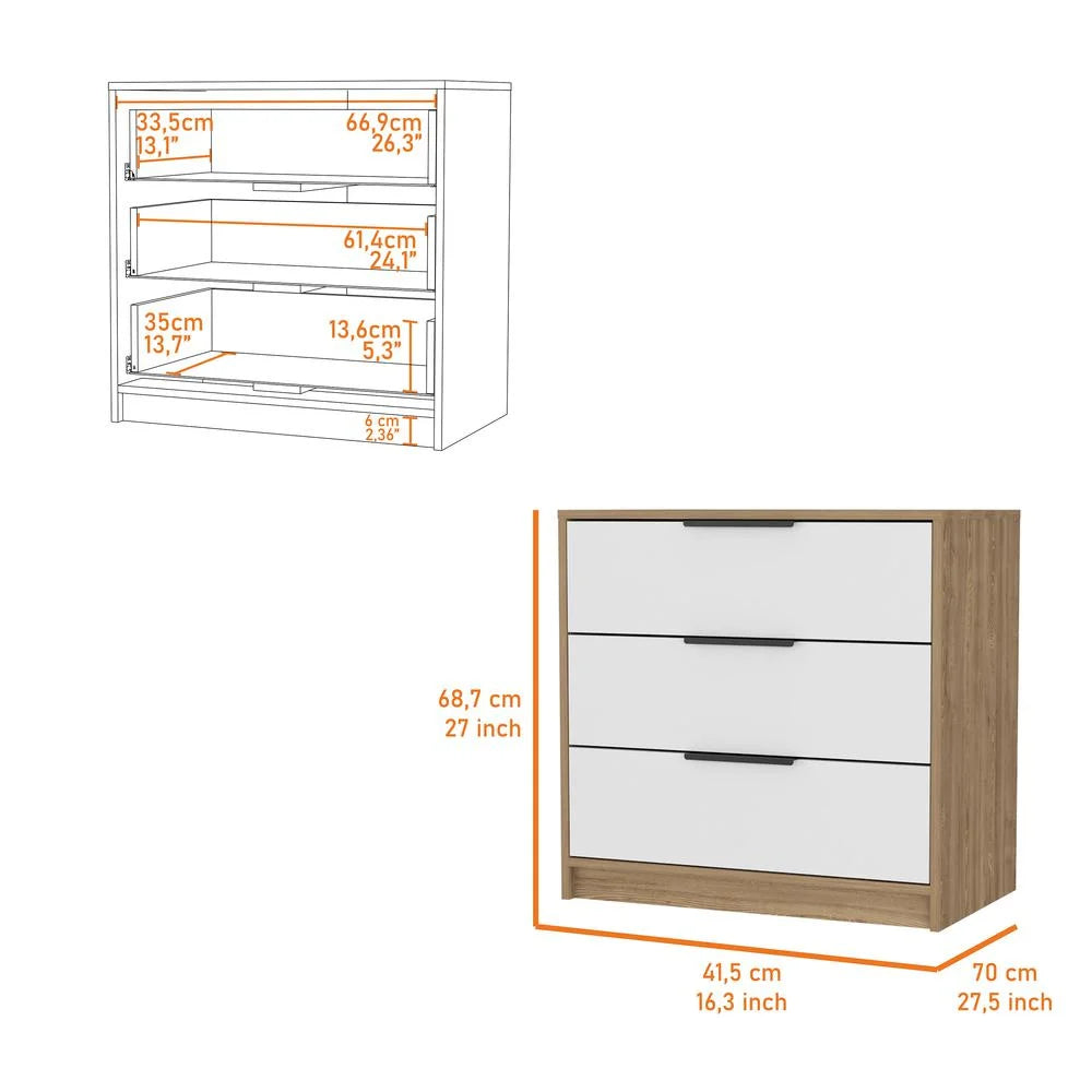 White 3 Drawer Dresser Y9395