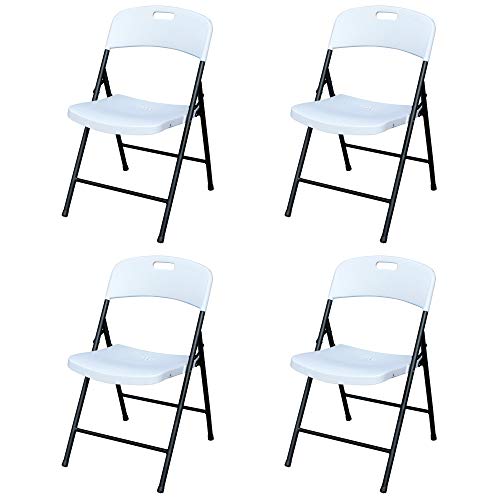 White 4 Pack Plastic Foldable Chair with Metal Frame O34049