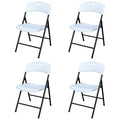 White 4 Pack Plastic Foldable Chair with Metal Frame O34049