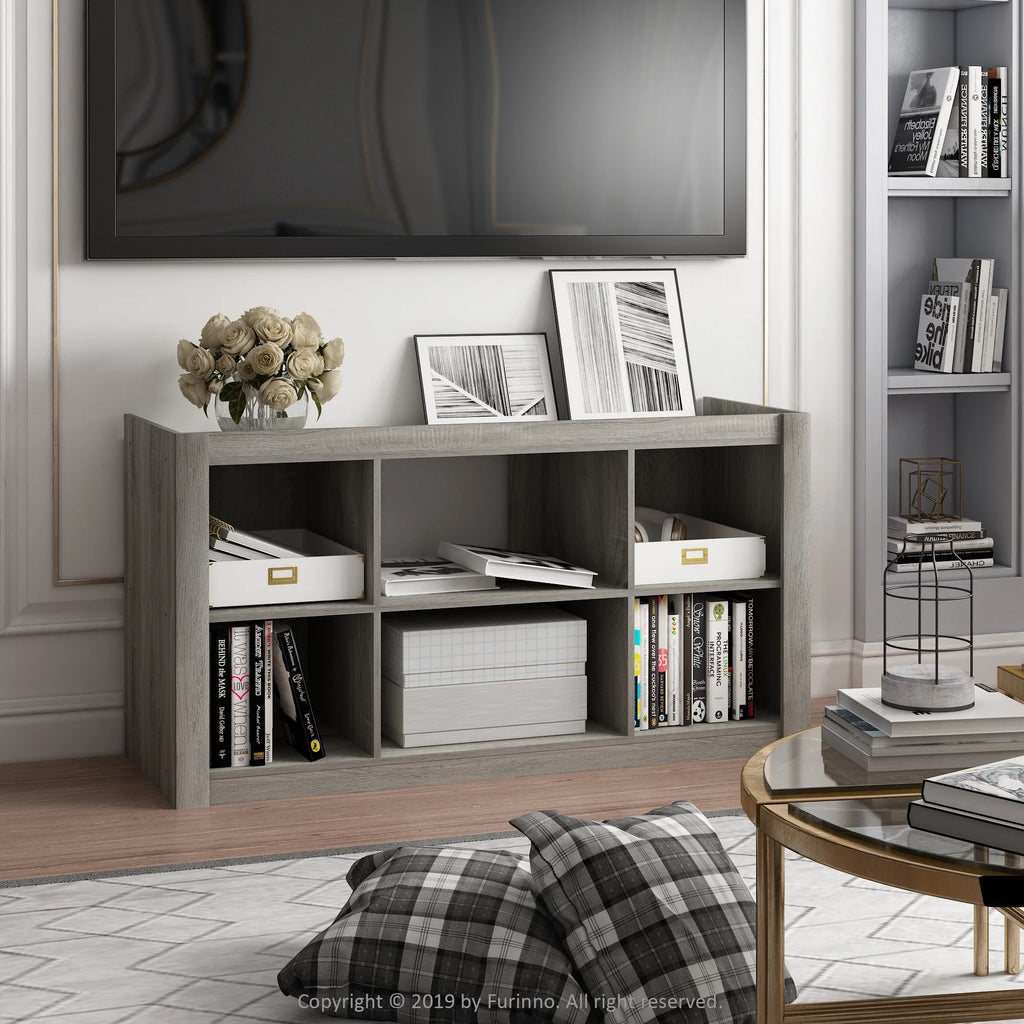 French Oak Grey TV Stand Bookshelves U756