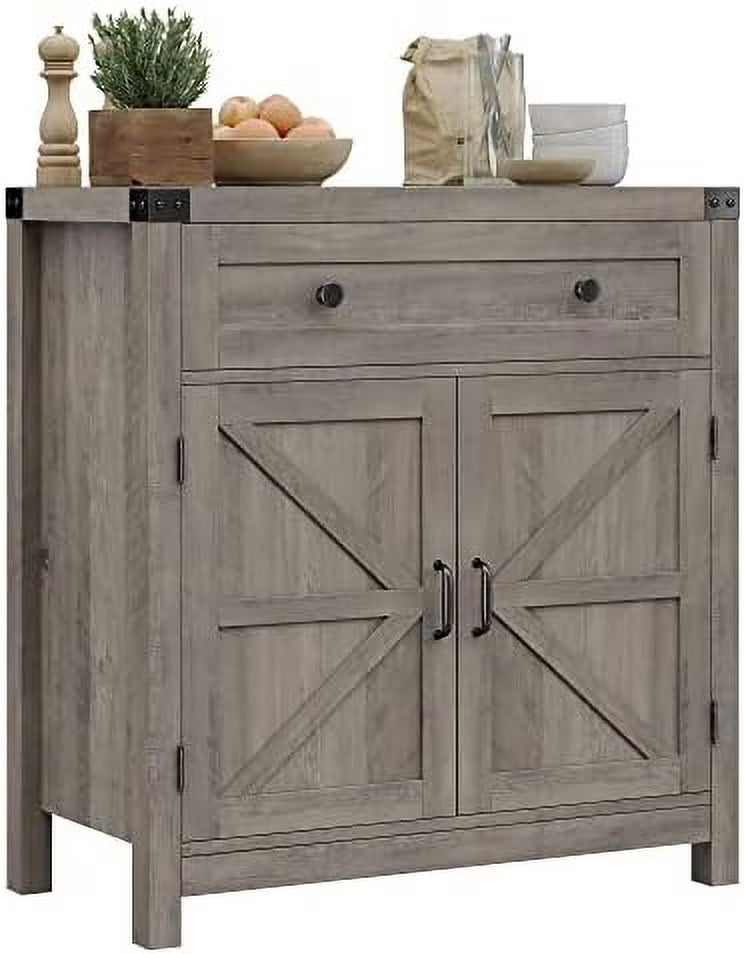 Rustic Brown Barn Door Buffet Sideboard with Drawer Q137263