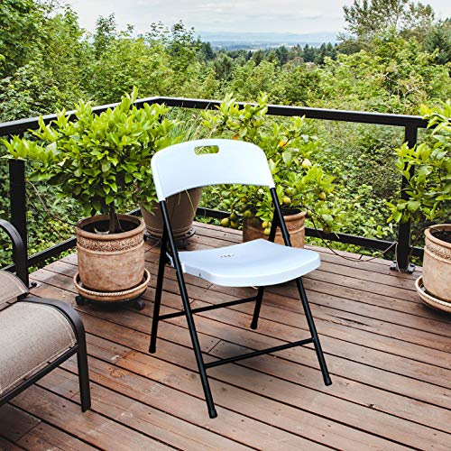 White 4 Pack Plastic Foldable Chair with Metal Frame O34049