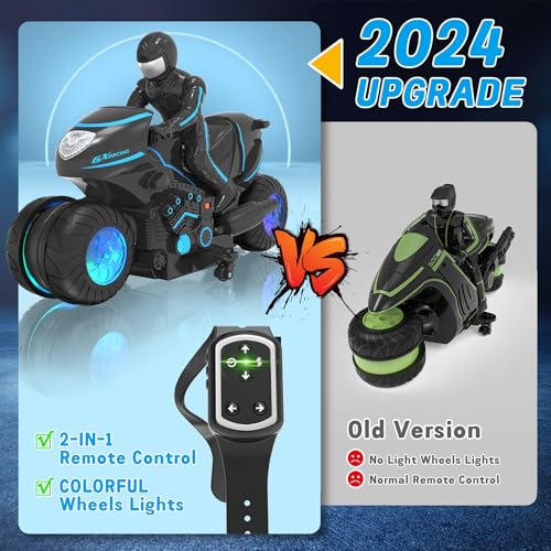 Remote Control Motorcycle Toys with RGB Wheels Lights U144639