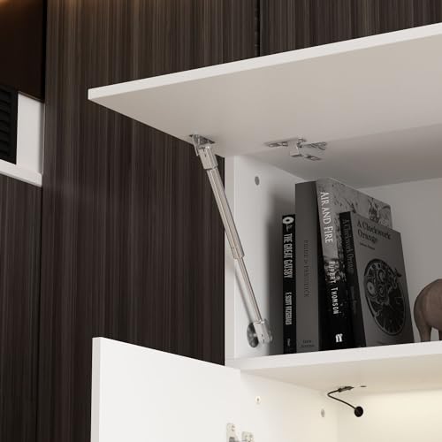 White Entertainment Center with Bookshelves and Doors 81.1"W x 11.8"D x 70.9"H P70708