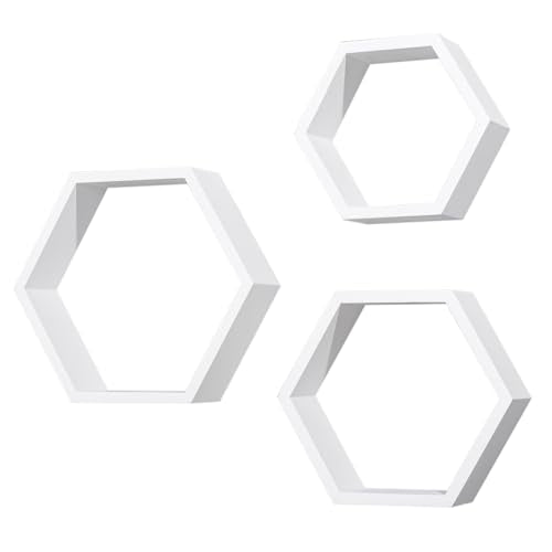 Set of 3 Black Hexagon Floating Shelves Y298525