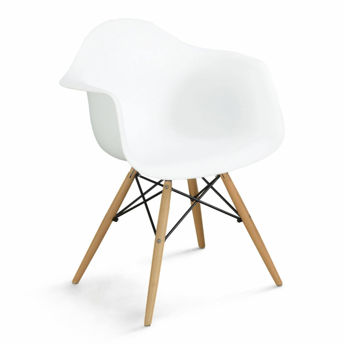 White Modern Dining Arm Chair Set of 2 P678
