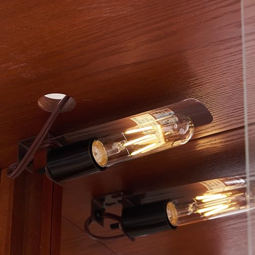 Oak Lighted Wooden Corner Display Curio Cabinet with Tempered Glass Doors N27001