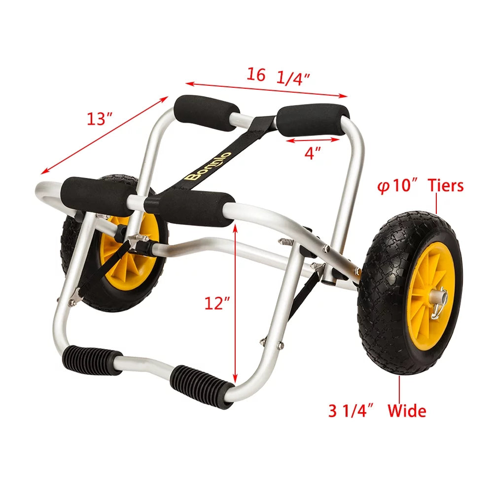Foldable Kayak Cart with Airless Tires and 2 Ratchet Straps L1575
