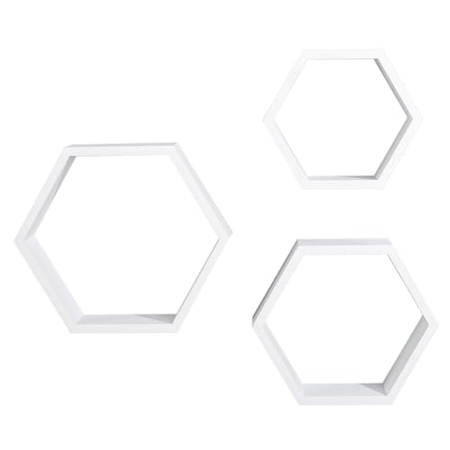 Set of 3 Black Hexagon Floating Shelves Y298525