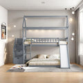Twin Over Full Bunk Bed with Stairs and Slide, Gray S561