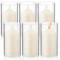 2.5 x 8 Inch Clear Glass Cylinder Candle Holder with Unscented Pillar Candles C311