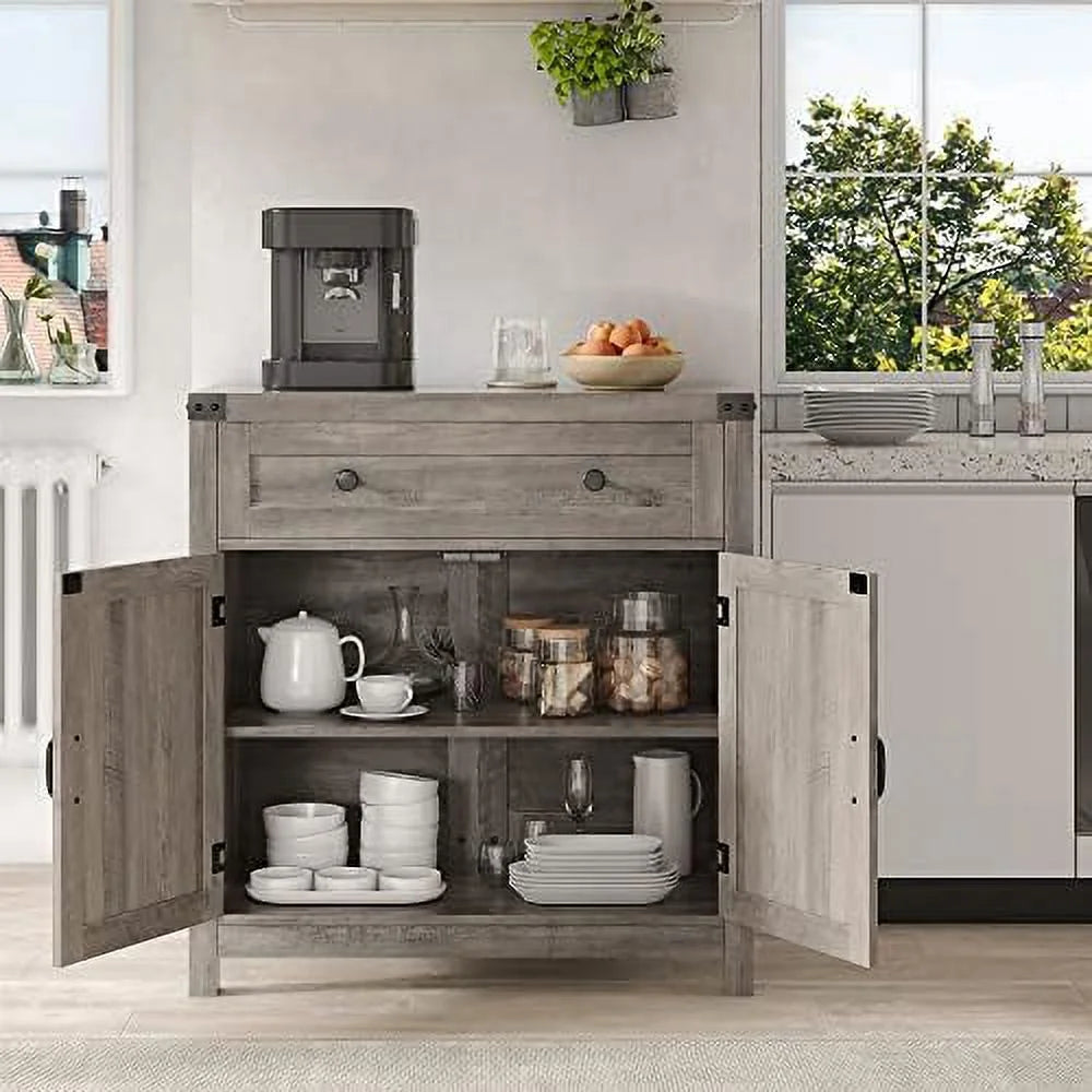Rustic Brown Barn Door Buffet Sideboard with Drawer Q137263